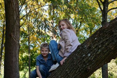 Children playing at backyard