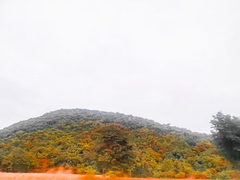 Scenic view of mountains against sky during autumn