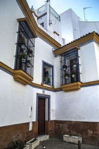 Low angle view of staircase against sky