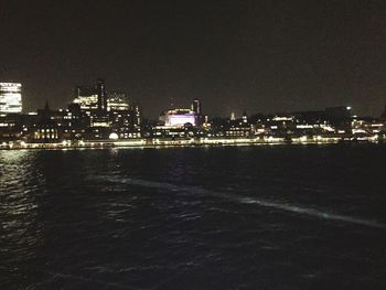 Illuminated buildings at night