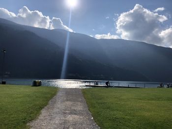 Scenic view of lake against sky