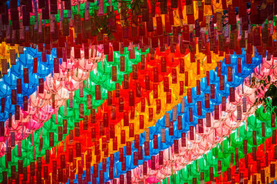 Full frame shot of multi colored lantern hanging outdoors