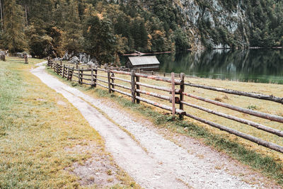 Scenic view of park by lake