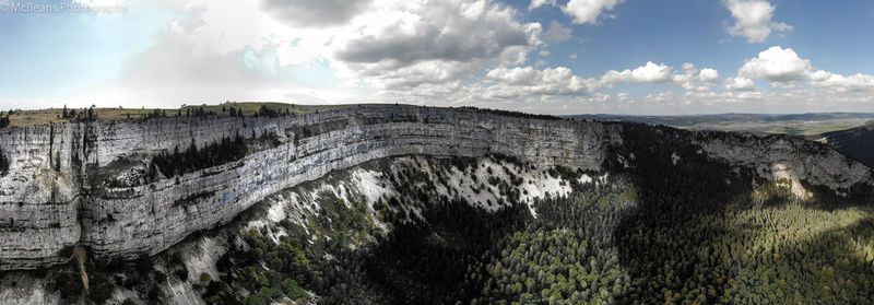 Panoramic view of landscape against cloudy sky