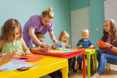 People sitting on table