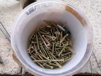 High angle view of noodles in bowl