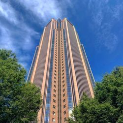 Low angle view of modern building against sky