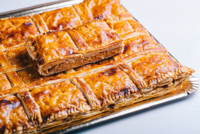 High angle view of bread in plate