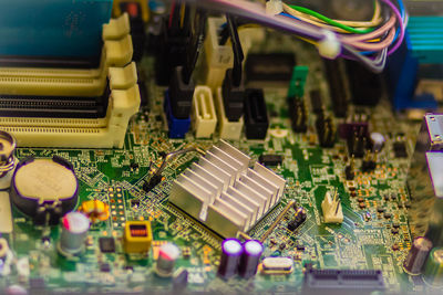 High angle view of mother board