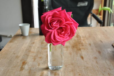 Close-up of rose on table