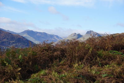 Scenic view of mountains against sky
