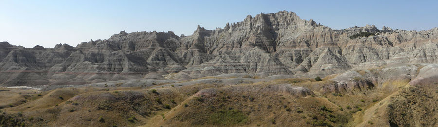 Panoramic view of rocky mountains against sky