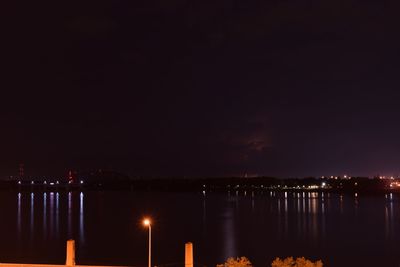 View of illuminated street lights at night