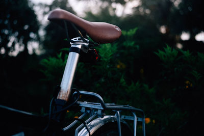 Close-up of bicycle in park