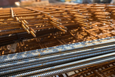 Close-up of stack of metal