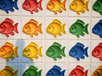 Full frame shot of fish pattern tiled wall