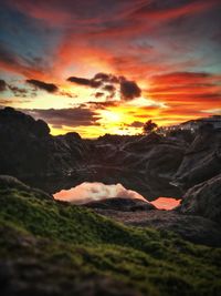 Scenic view of dramatic sky during sunset