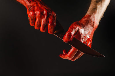 Cropped hand of man holding knife