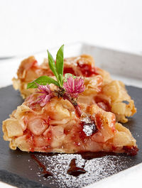 Close-up of dessert in plate on table