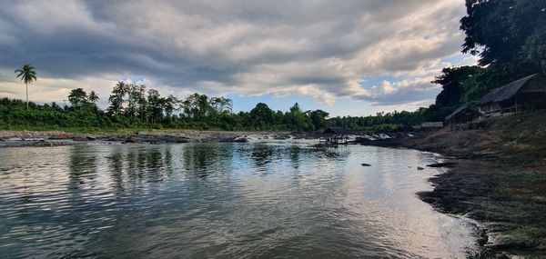 Scenic view of lake against sky