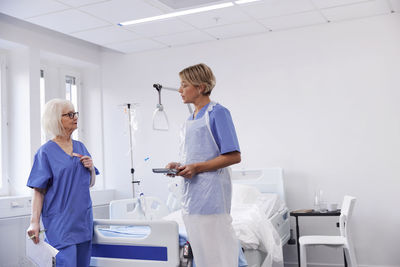 Nurses talking in hospital