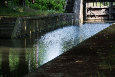 Reflection of built structure in water