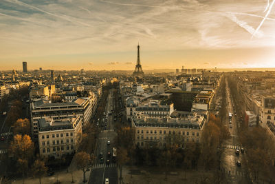 High angle view of buildings in city