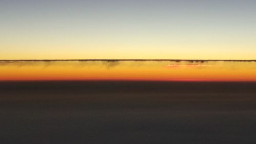 Scenic view of sea against clear sky during sunset