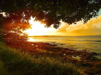 Scenic view of sunset over sea