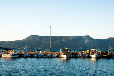 Beautiful view of corfu harbor marina, the port close to corfu old town. corfu island, greece.