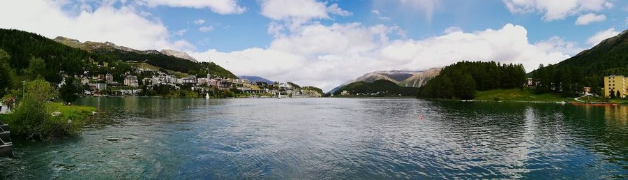 Panoramic view of lake against sky