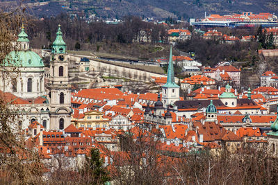 St. nicholas and st. thomas churches and praga city seen from the petrin hill