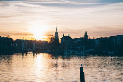 View of city at sunset