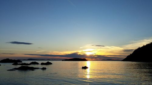 Scenic view of sunset over sea