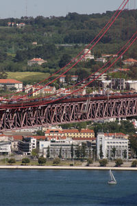 High angle view of bridge over river