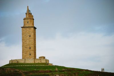 Low angle view of tower against sky