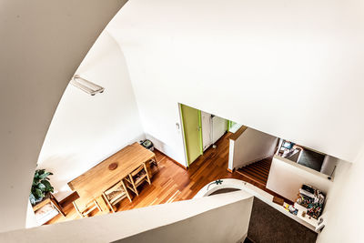 High angle view of umbrellas on table at home