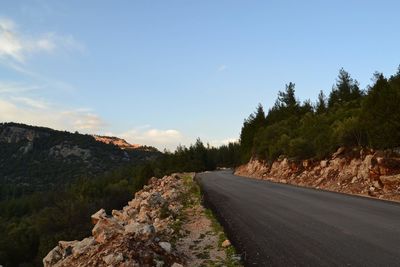 Road amidst trees against sky