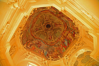 Low angle view of ornate ceiling in historic building