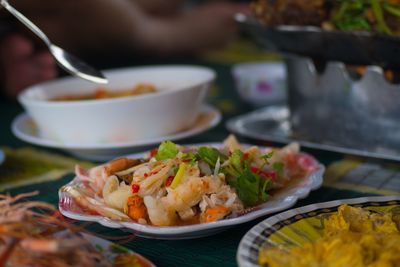 Close-up of food on table