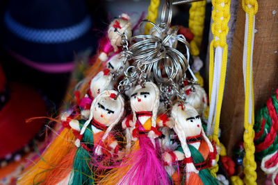 Close-up of toys for sale in market