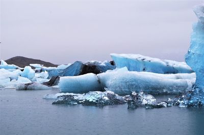 Frozen lake against sky during winter