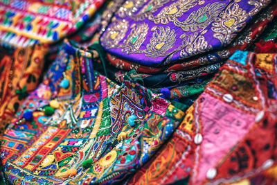 Full frame shot of multi colored textile for sale