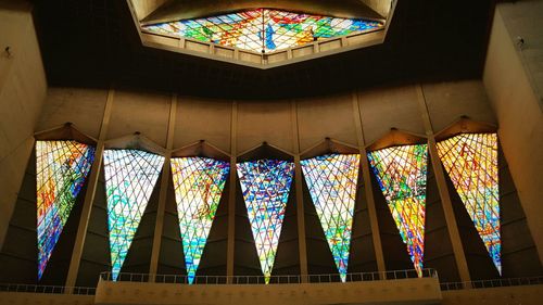 Low angle view of illuminated built structure