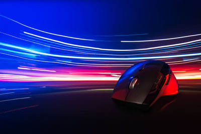 Light trails on road at night