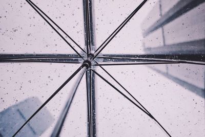Full frame shot of transparent umbrella during rainy season