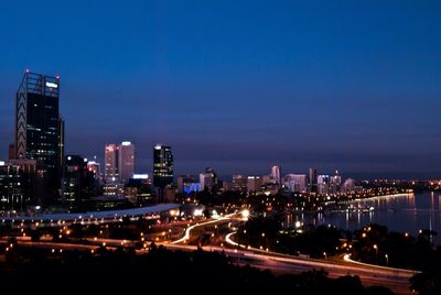 Illuminated cityscape at night