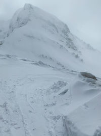 Scenic view of snow covered mountain against sky