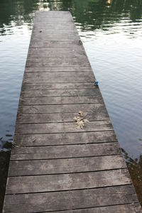 High angle view of pier on lake