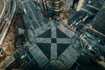 Aerial view of roads intersection in city